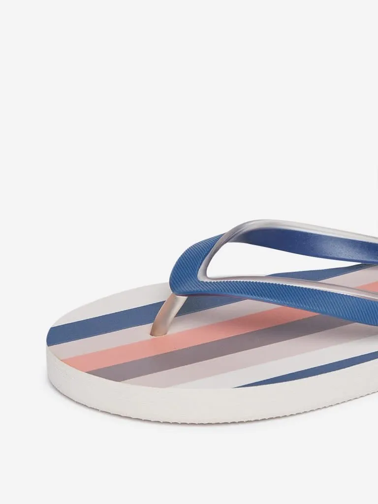 Luna Blu Multicolour Stripe Design Flip-Flops