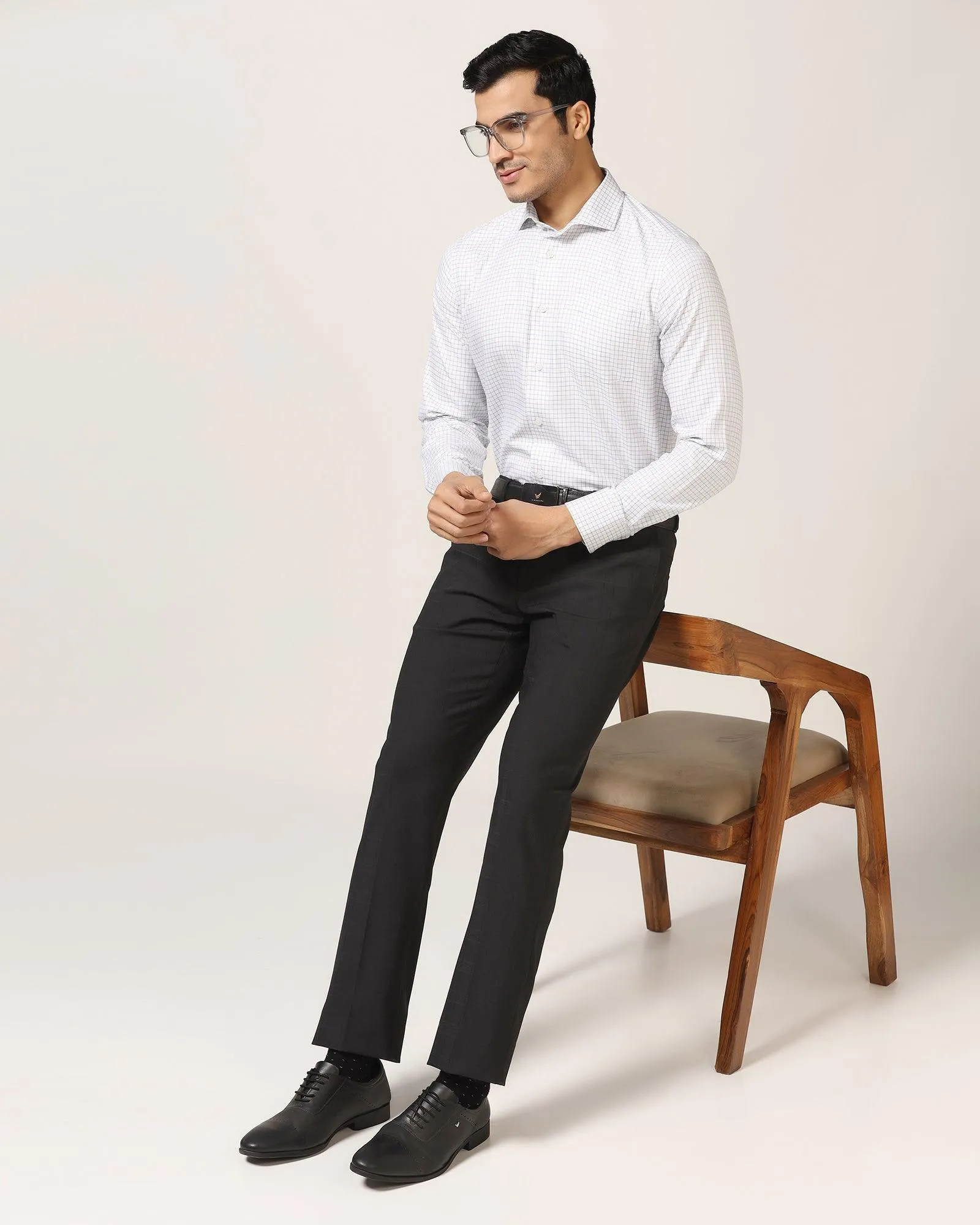 Luxe Slim Comfort B-95 Formal Black Check Trouser - Porcupine