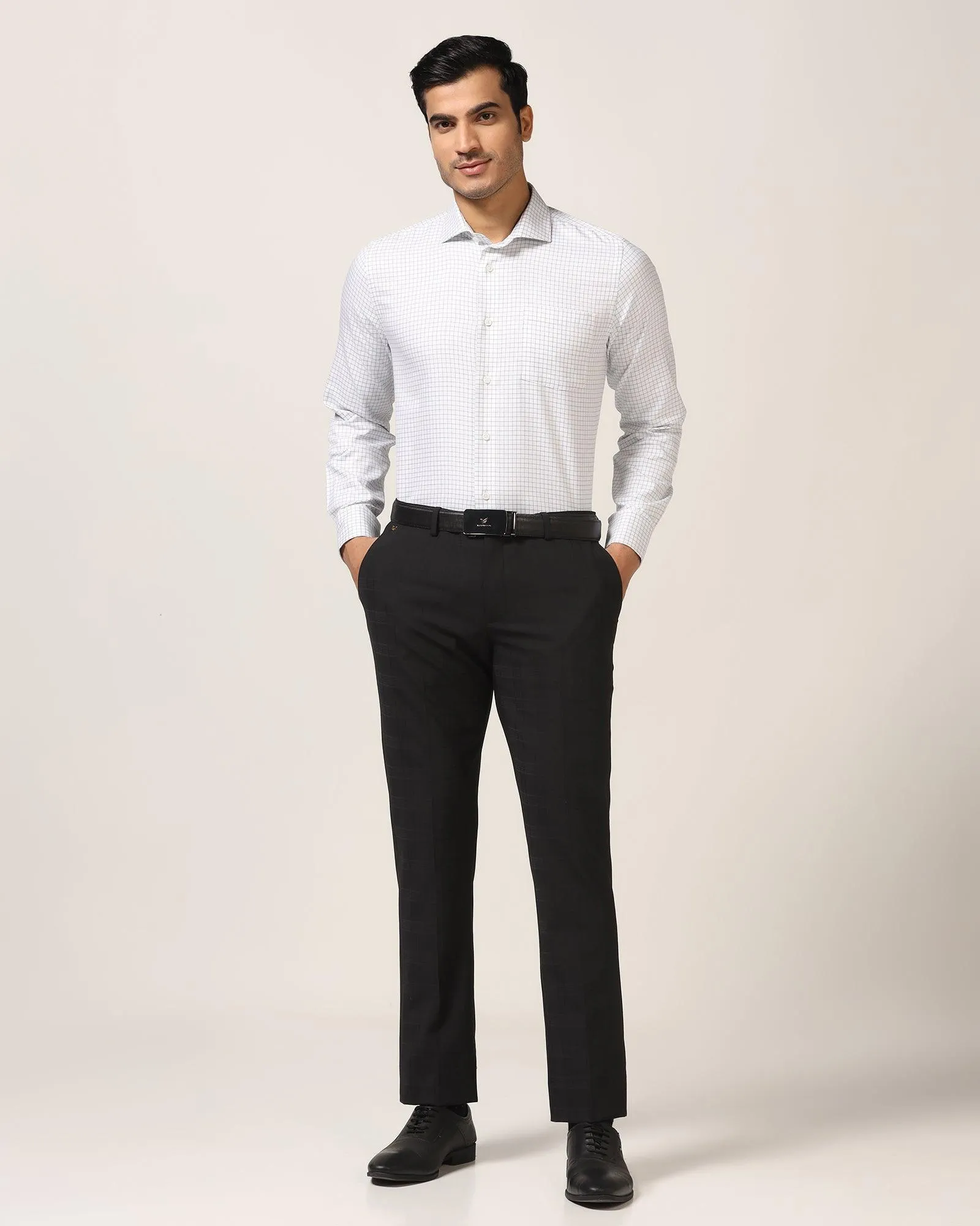 Luxe Slim Comfort B-95 Formal Black Check Trouser - Porcupine