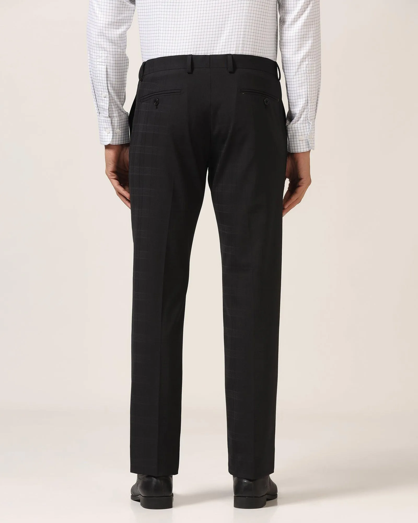 Luxe Slim Comfort B-95 Formal Black Check Trouser - Porcupine