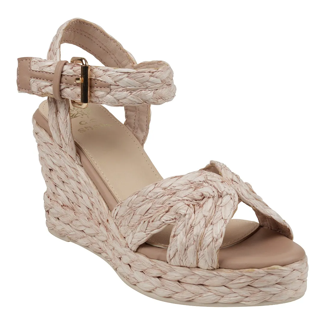 Maya Blush Cross Strap Espadrille Slingback Wedge Sandals