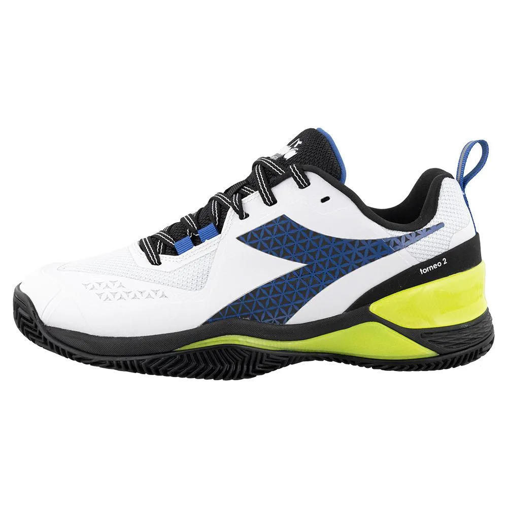 Men's Blushield Torneo 2 Clay Tennis Shoes White and Deja Vu Blue