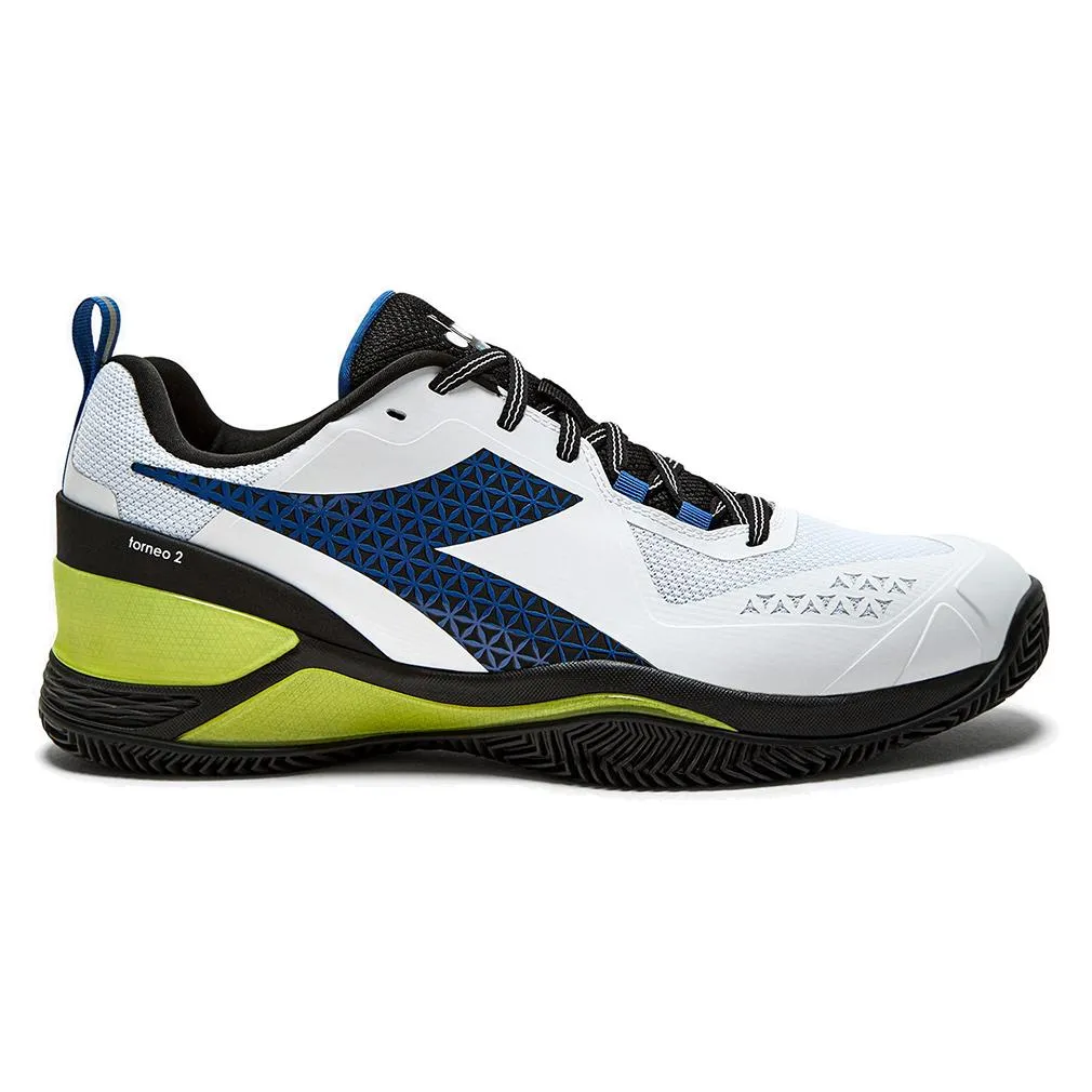 Men's Blushield Torneo 2 Clay Tennis Shoes White and Deja Vu Blue