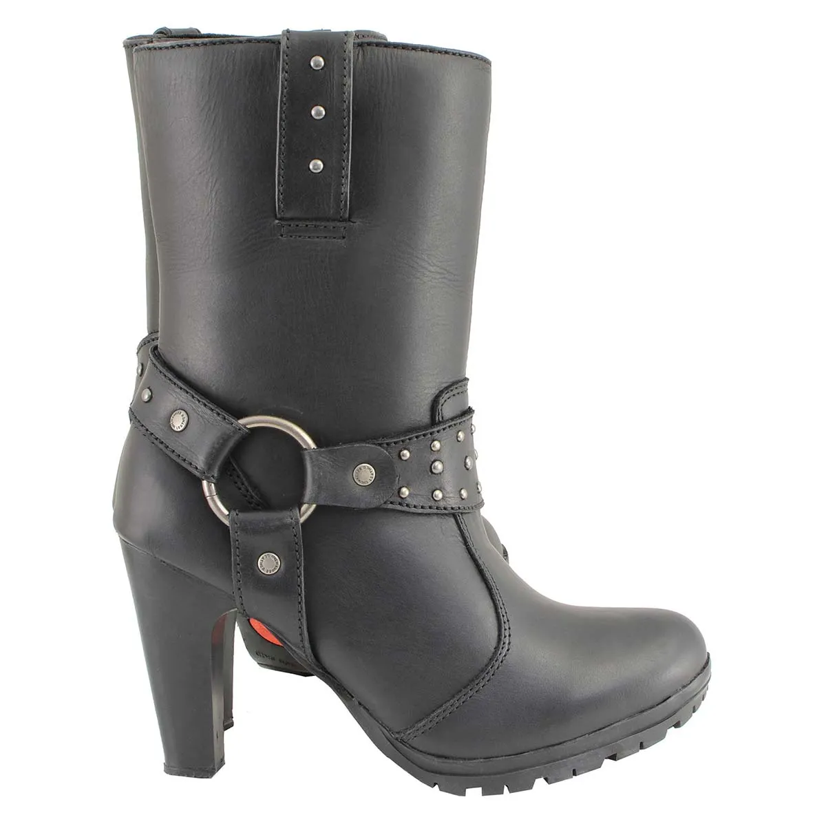 Milwaukee Leather MBL9303 Women's Classic Black Leather Casual Fashion Boots with Block Heel