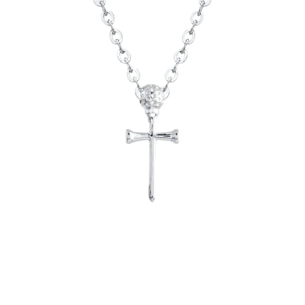 Mini Golf Tee Cross Necklace | Sterling Silver