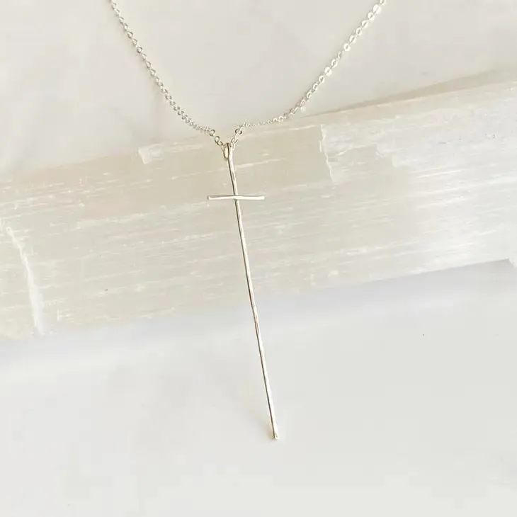 Modern Cross SS Necklace - Clearance