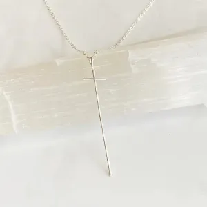 Modern Cross SS Necklace - Clearance