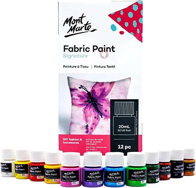 Mont Marte Fabric Paint Set 12pc x 20ml