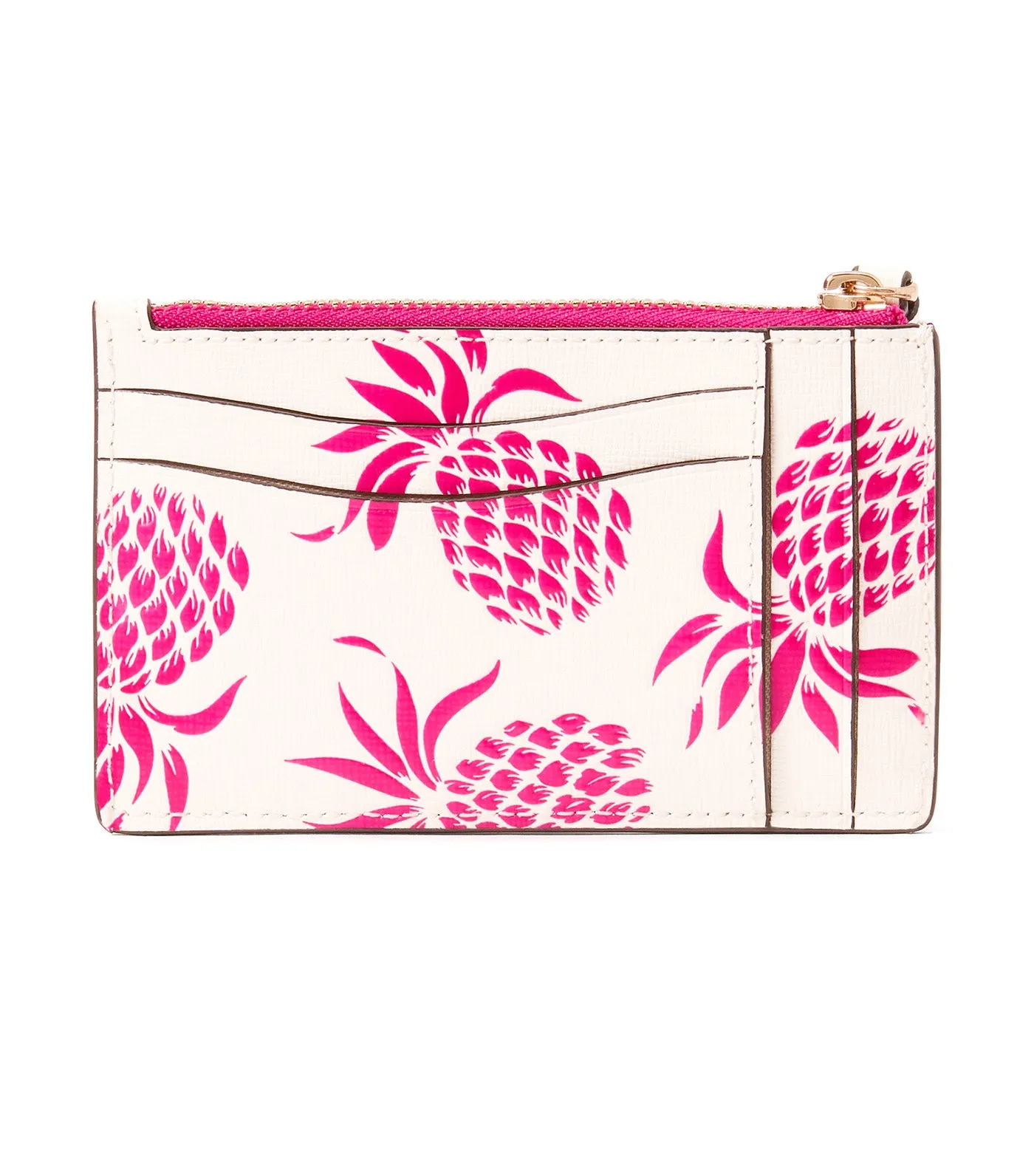 Morgan Pineapple Embossed Coin Card Case Wristlet Cream Multi