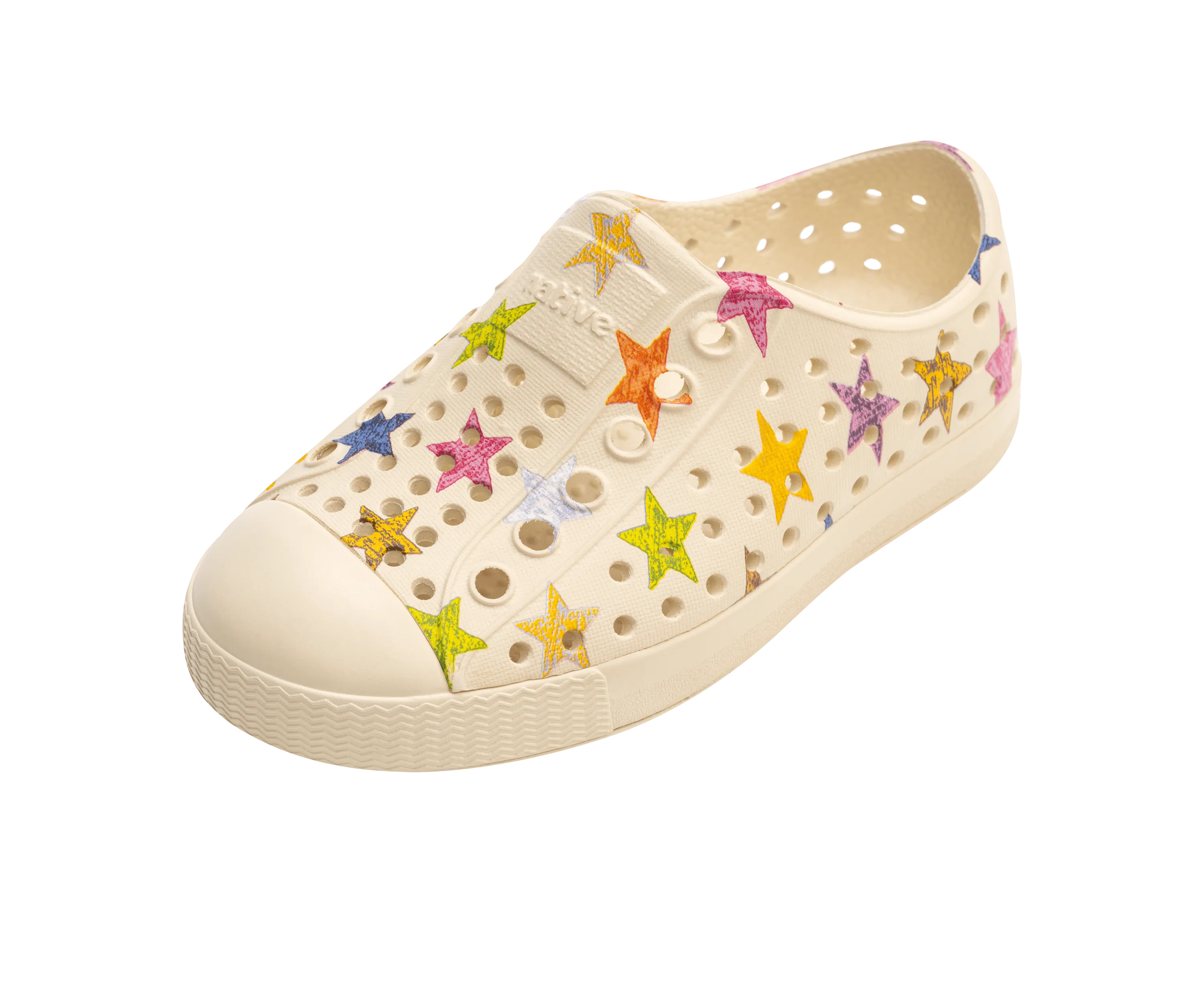 Native Jefferson Print Shoes - Bone White / Bone White / Multi Stars