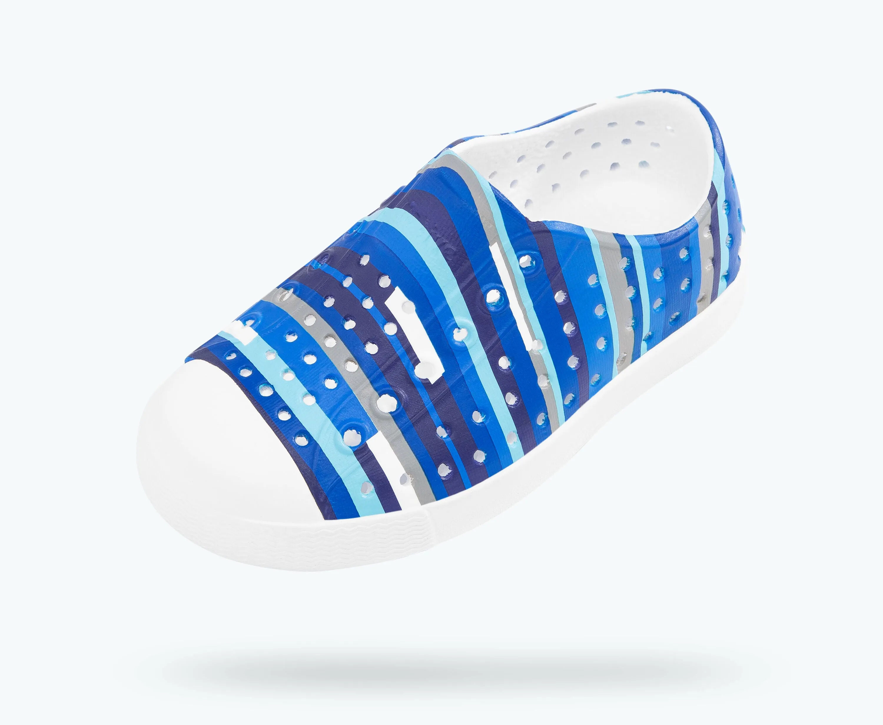 Native Jefferson Stripes Print - Shell White / Shell White / Blue Multi Stripes