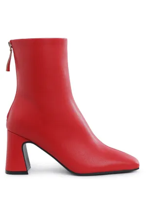 Neapolitan Faux Leather Square Toe Ankle Boots