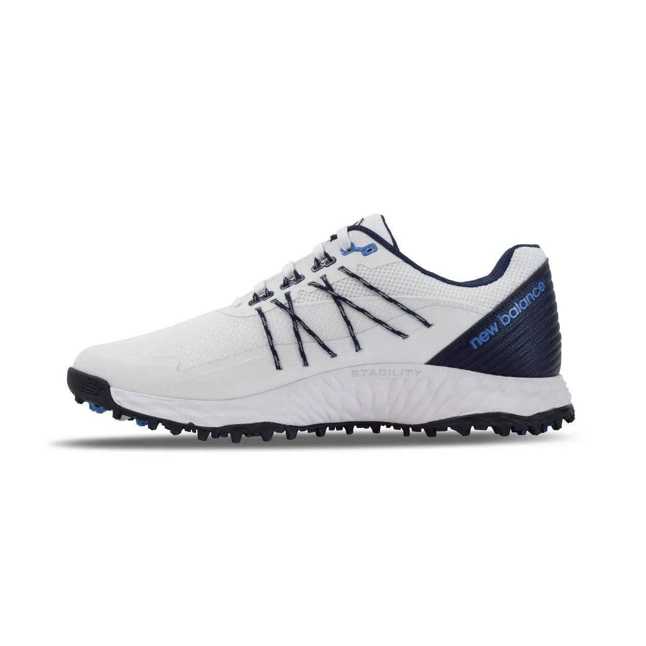 New Balance Mens Fresh Foam Pace SL Golf Shoe - WHITE / NAVY / BLUE