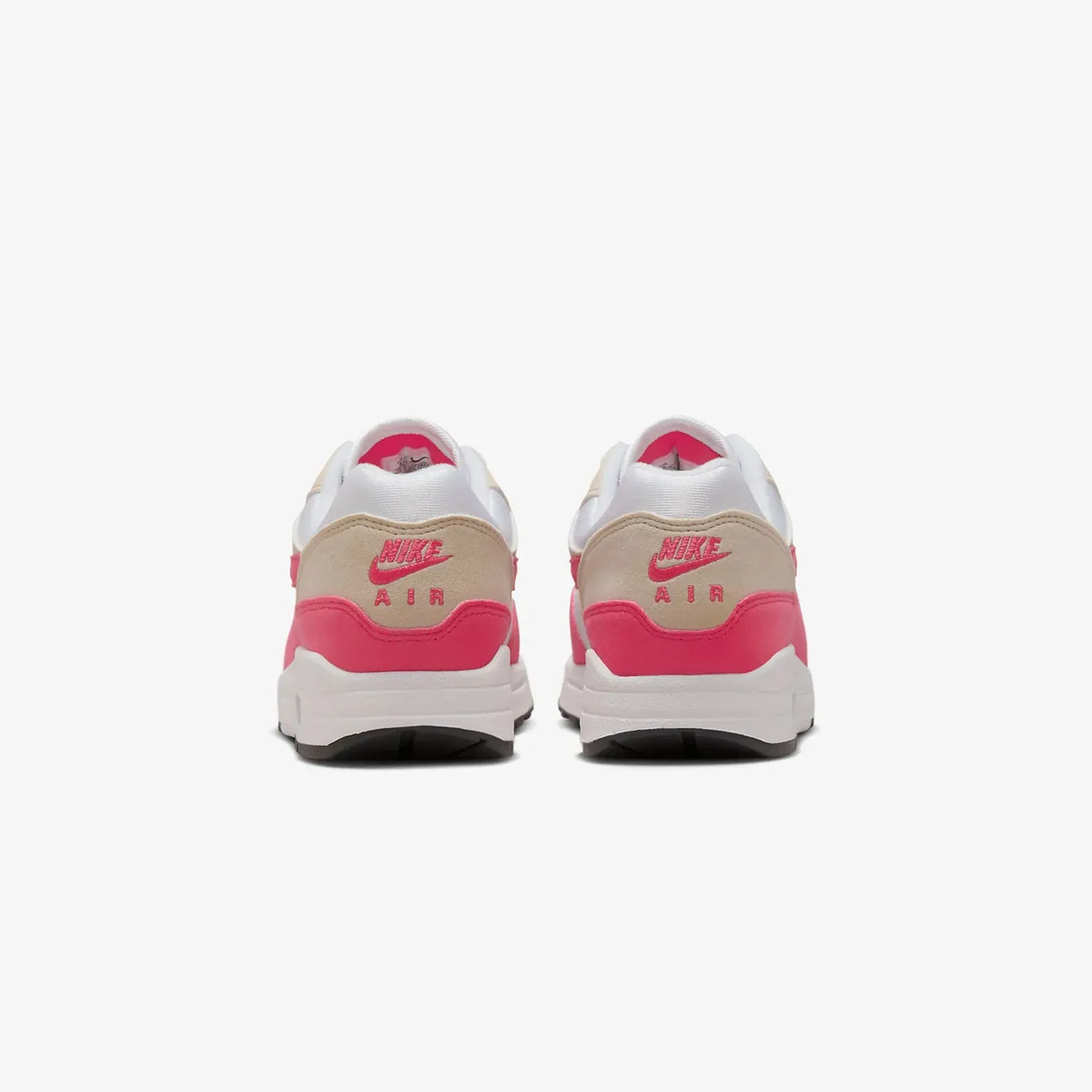 NIKE | WMN'S AIR MAX 1 { WHITE/ASTER PINK-LT OREWOOD BRN-BLACK