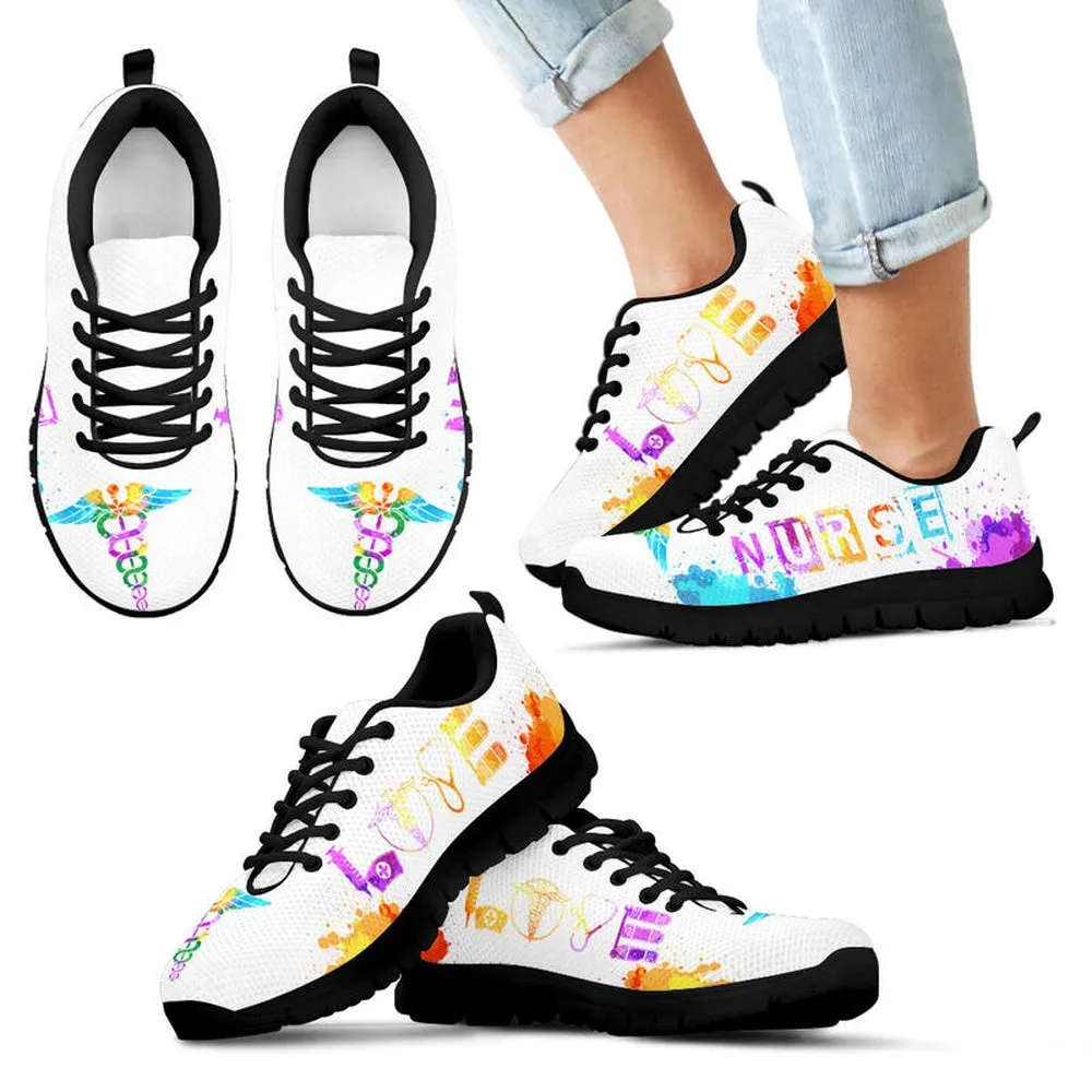 Nurse Sneaker, Nurse Love White Sneakers Shoes, Best Shoes For Nurses