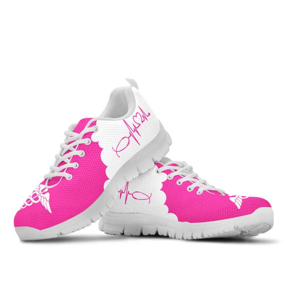 Nurse Sneaker, Nurse Pink White Sneakers Shoes, Best Shoes For Nurses