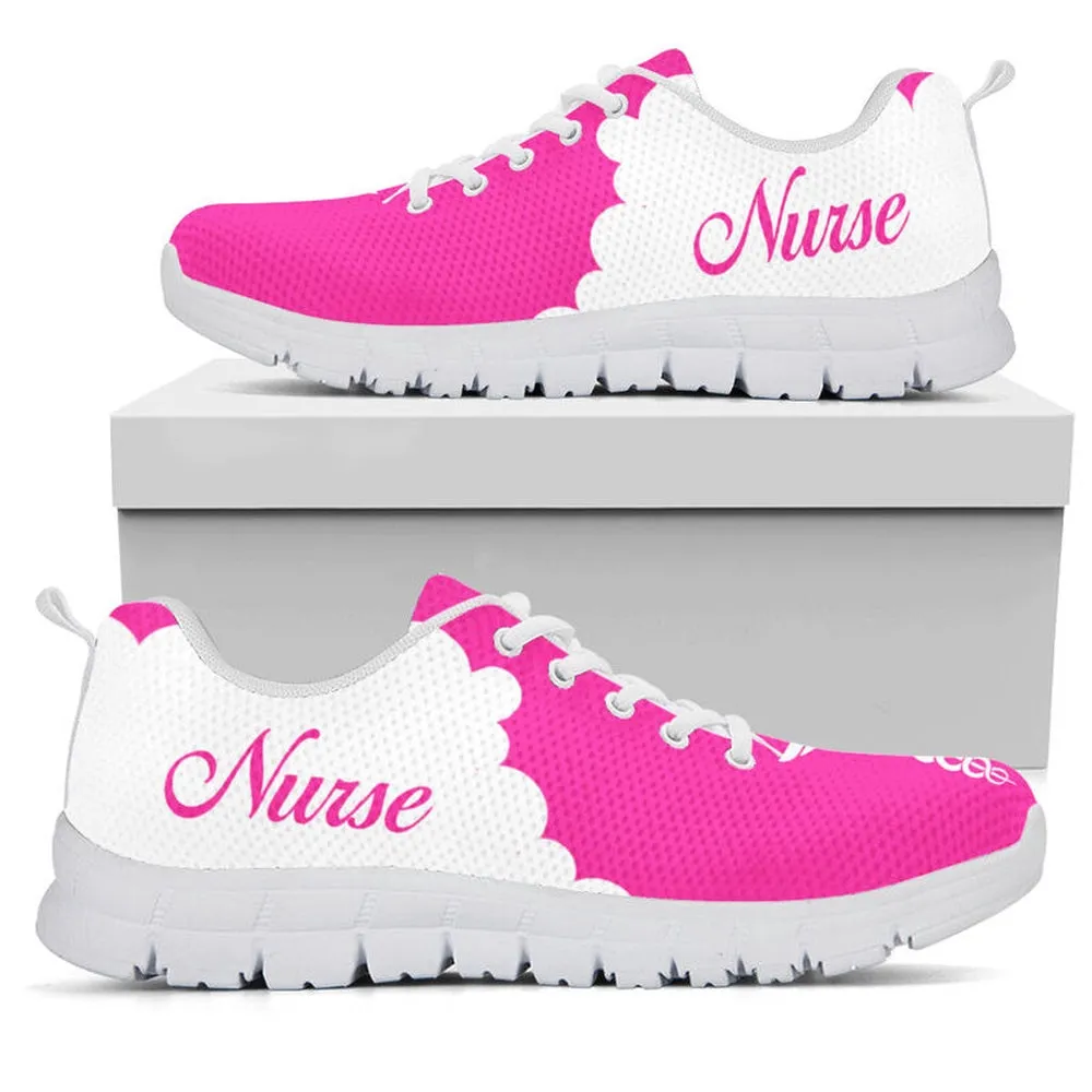 Nurse Sneaker, Nurse Pink White Sneakers Shoes, Best Shoes For Nurses