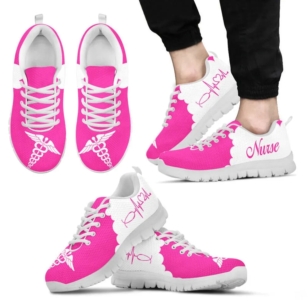 Nurse Sneaker, Nurse Pink White Sneakers Shoes, Best Shoes For Nurses