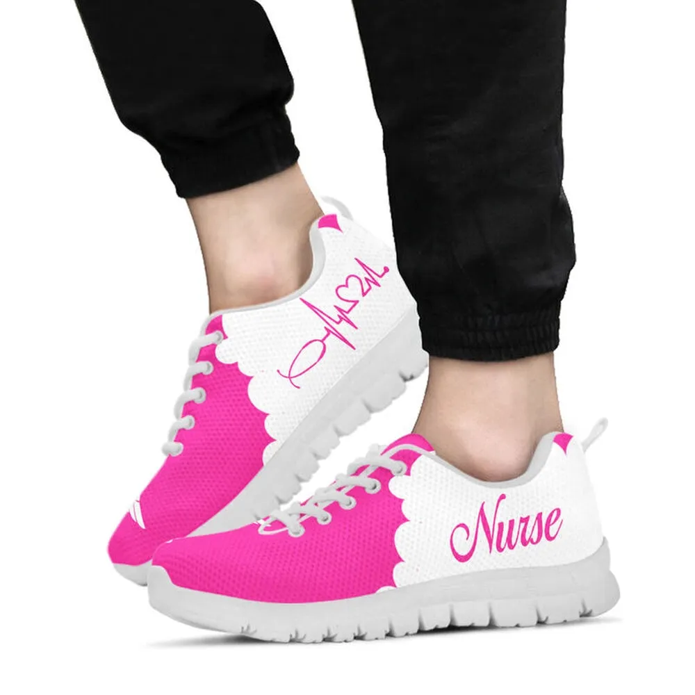 Nurse Sneaker, Nurse Pink White Sneakers Shoes, Best Shoes For Nurses