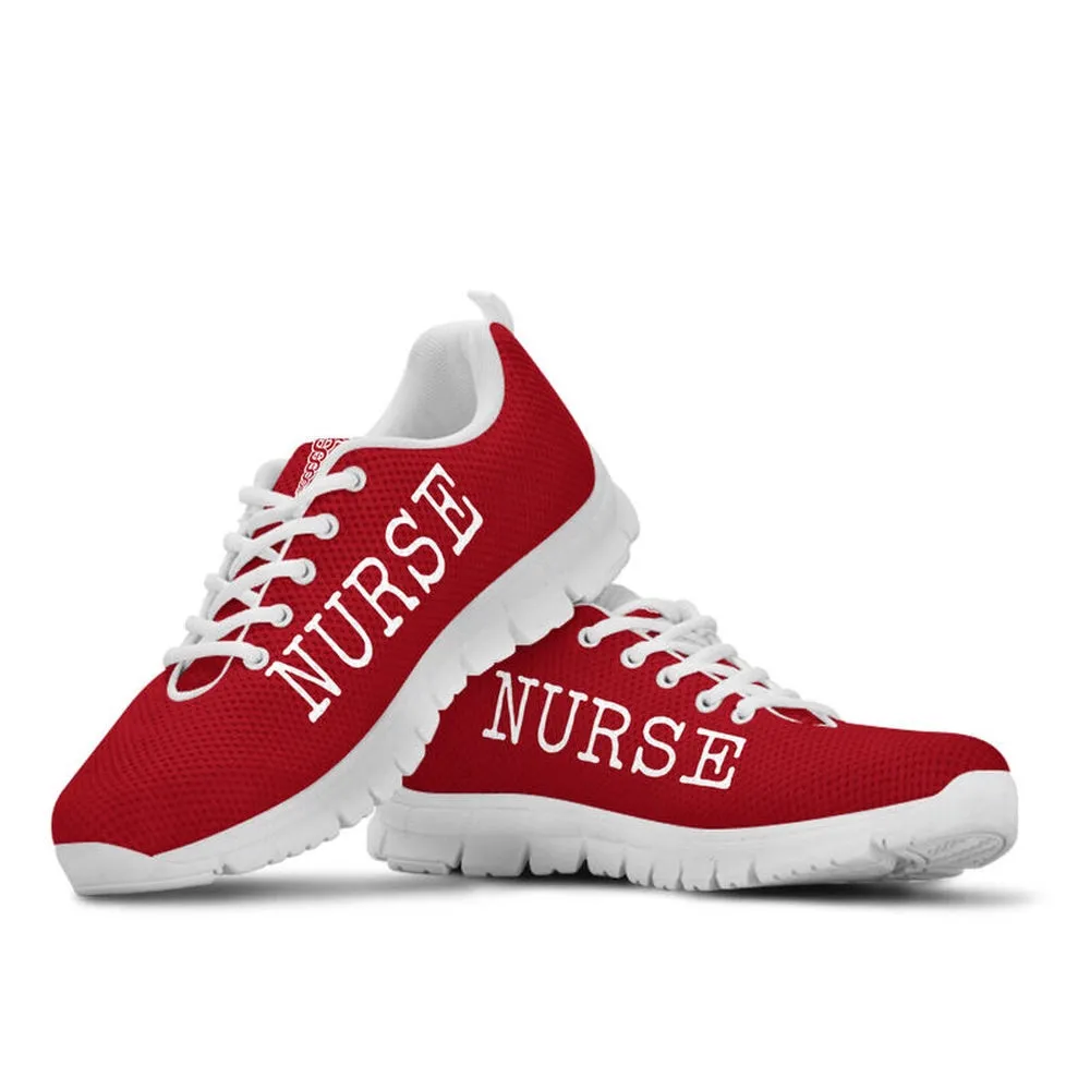 Nurse Sneaker, Nurse Strong Red Sneakers Shoes, Best Shoes For Nurses