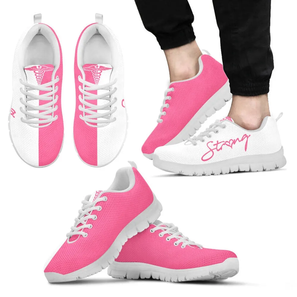 Nurse Sneaker, Nurse-Strong Symbol Pink White Sneakers, Best Shoes For Nurses