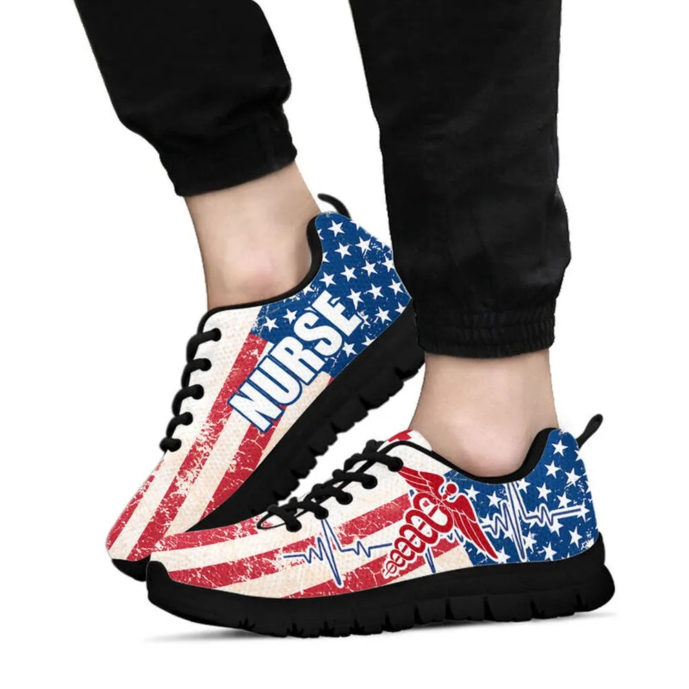 Nurse Sneaker, Nurse Usa Flag Shoes Sneakers Shoes, Best Shoes For Nurses