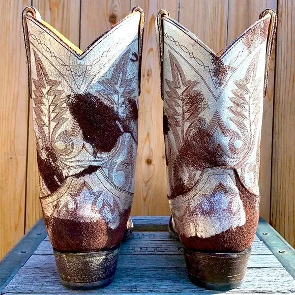 OLD GRINGO Aztec Metallic Silver Brown Short Cowgirl Cowboy Western Boots