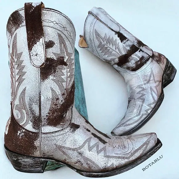 OLD GRINGO Aztec Metallic Silver Brown Short Cowgirl Cowboy Western Boots