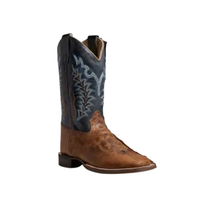 Old West Kid's Cactus Broad Square Toe Navy Brown Boots