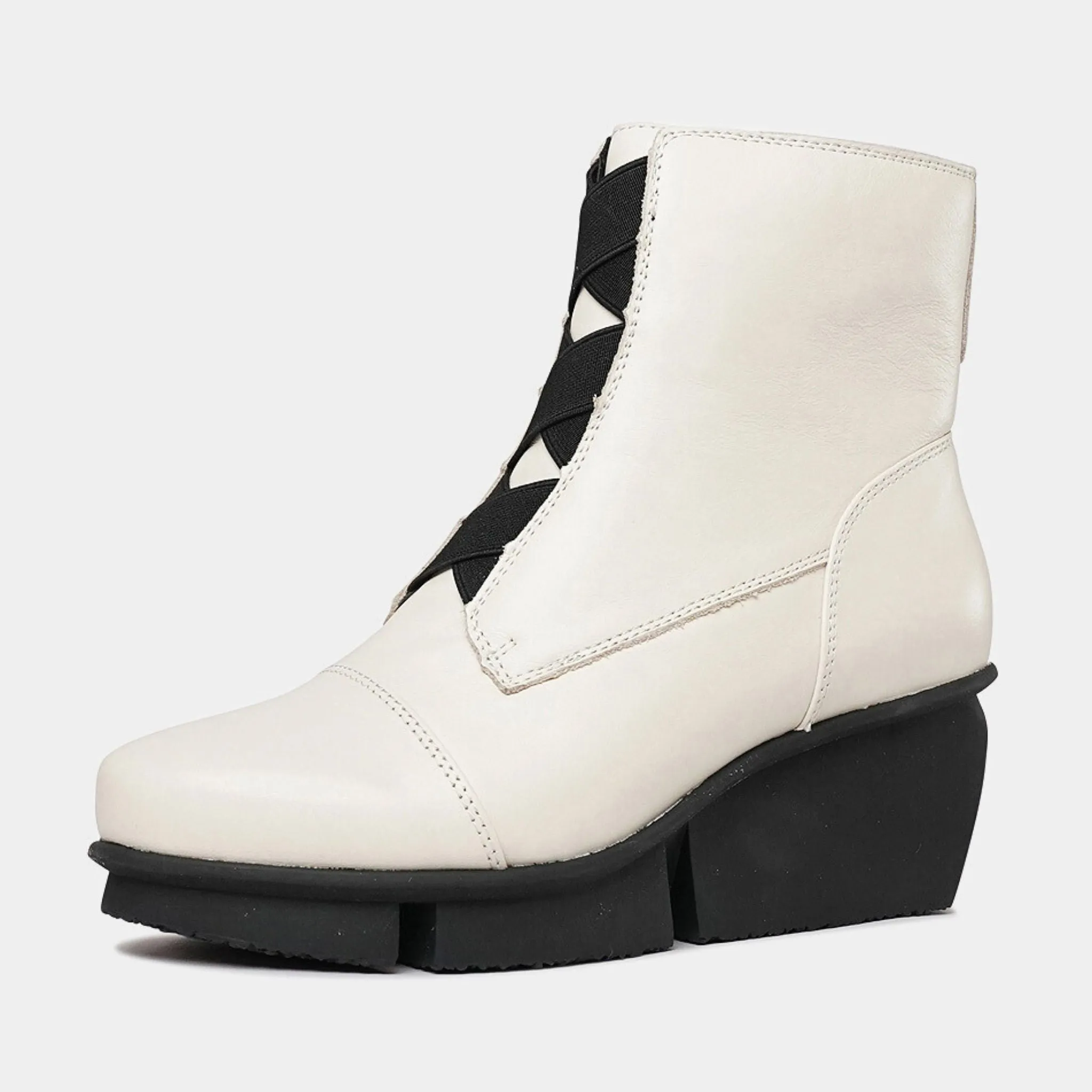 Orient Cream Leather Wedge Boots