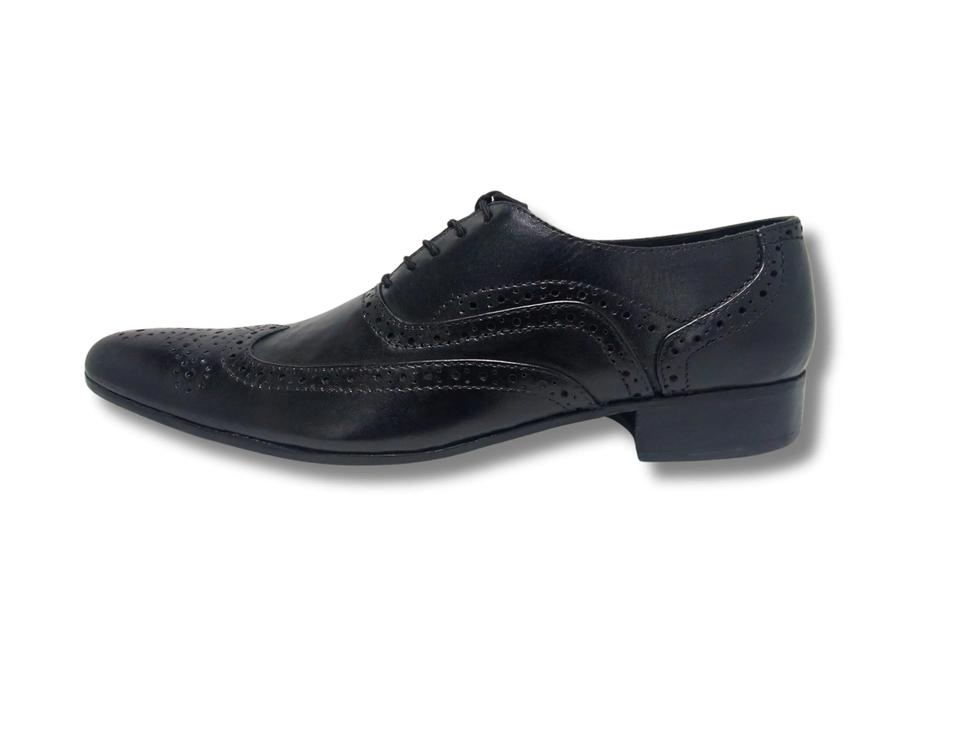 Oxford Genuine Leather Shoes Full Brogue Black