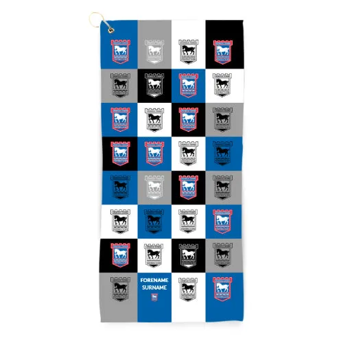 Personalised Ipswich Town Chequered Golf Towel