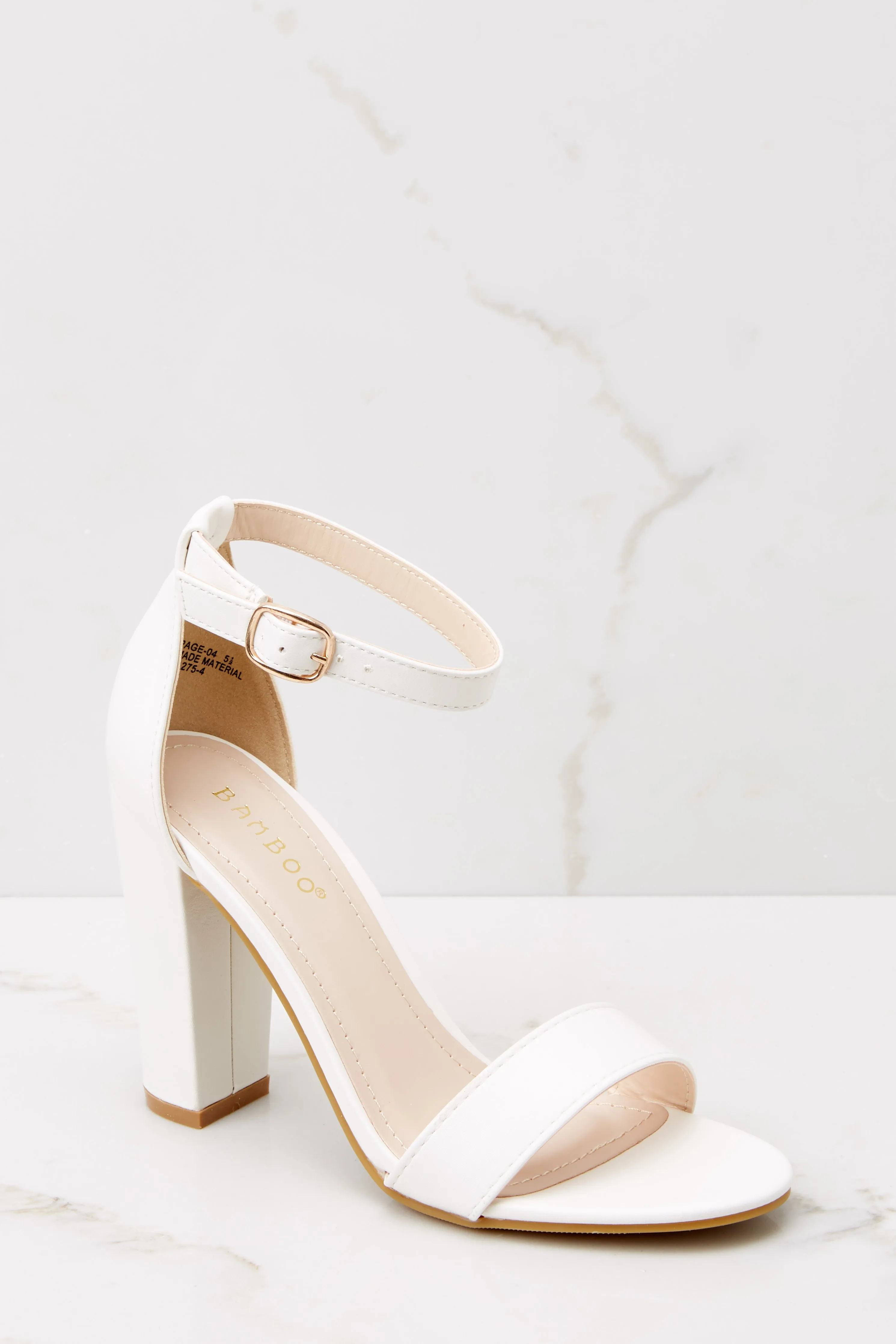 Plans To Dance White Ankle Strap Heels