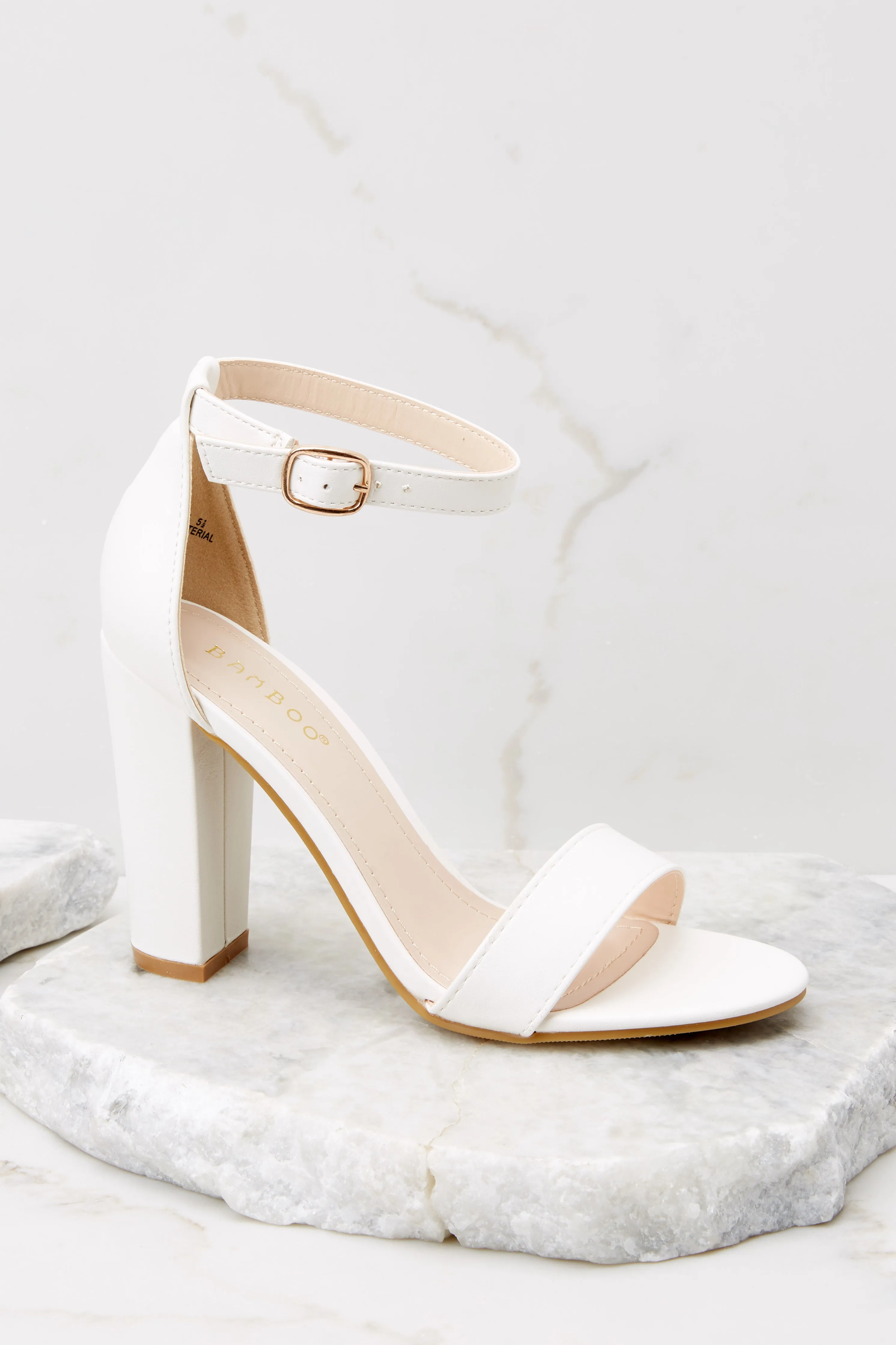 Plans To Dance White Ankle Strap Heels