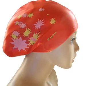 Printed Silicone Swimming Cap Waterproof Swimming Cap for Long Hair, Size:One Size(Red)