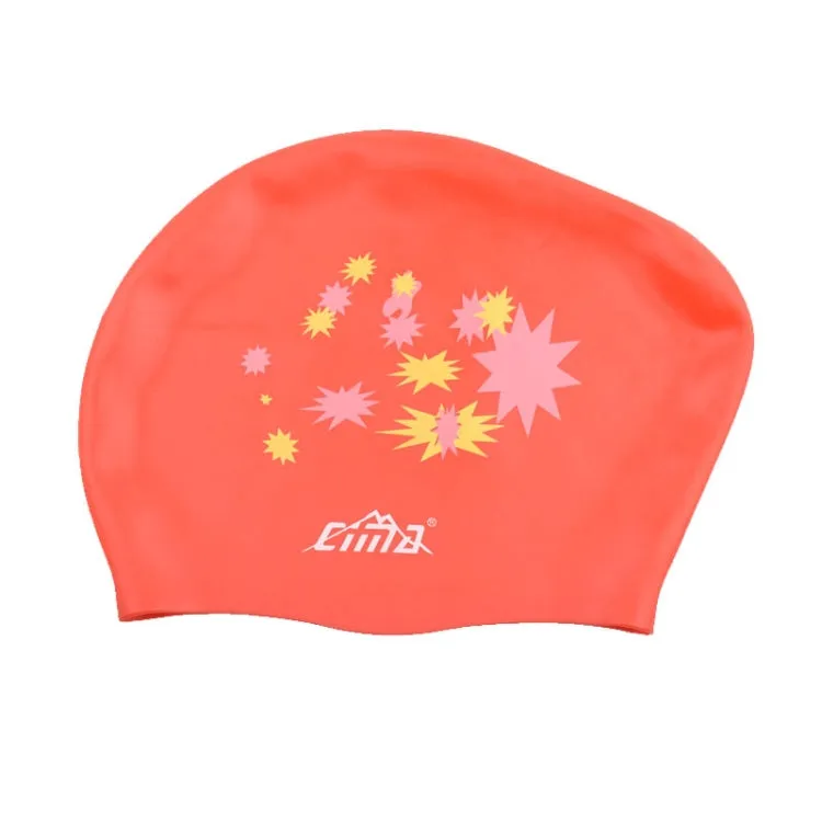 Printed Silicone Swimming Cap Waterproof Swimming Cap for Long Hair, Size:One Size(Red)