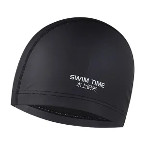 PU Coated Waterproof Enlarged Swimming Cap for Adult Men and Women(Black)