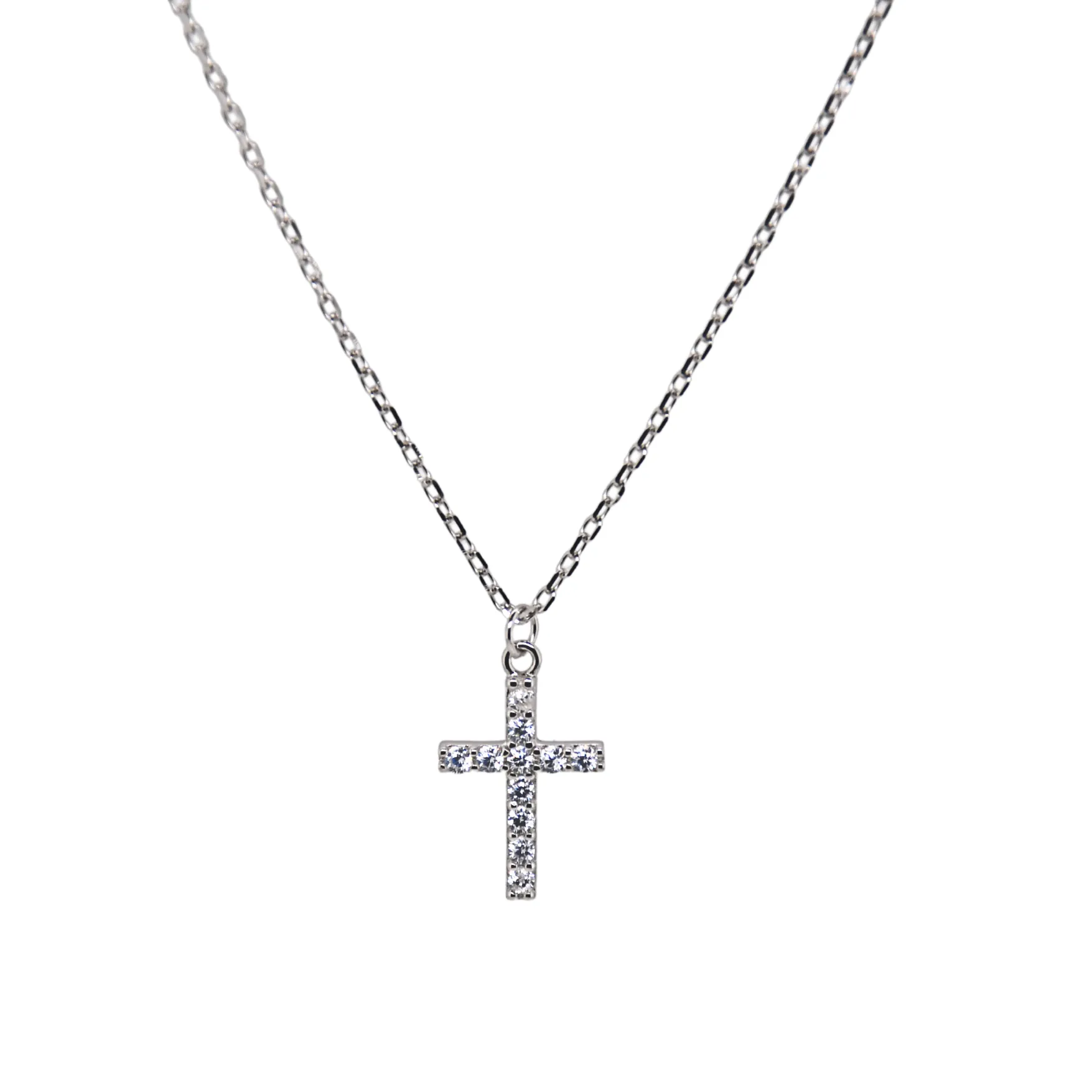 "CHRISTINA" Large Cross Pave CZ Necklace