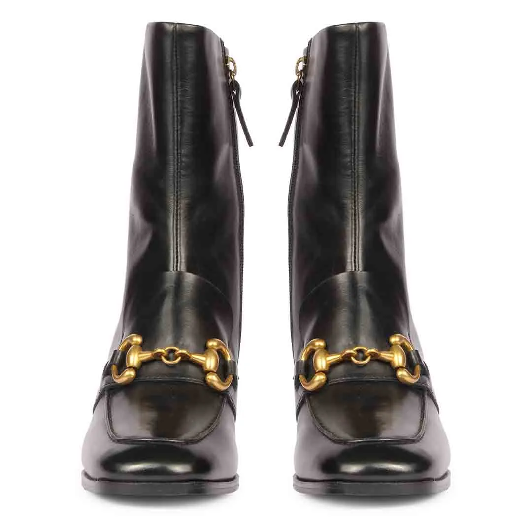 Saint Daffodil Black Leather High Ankle Boots