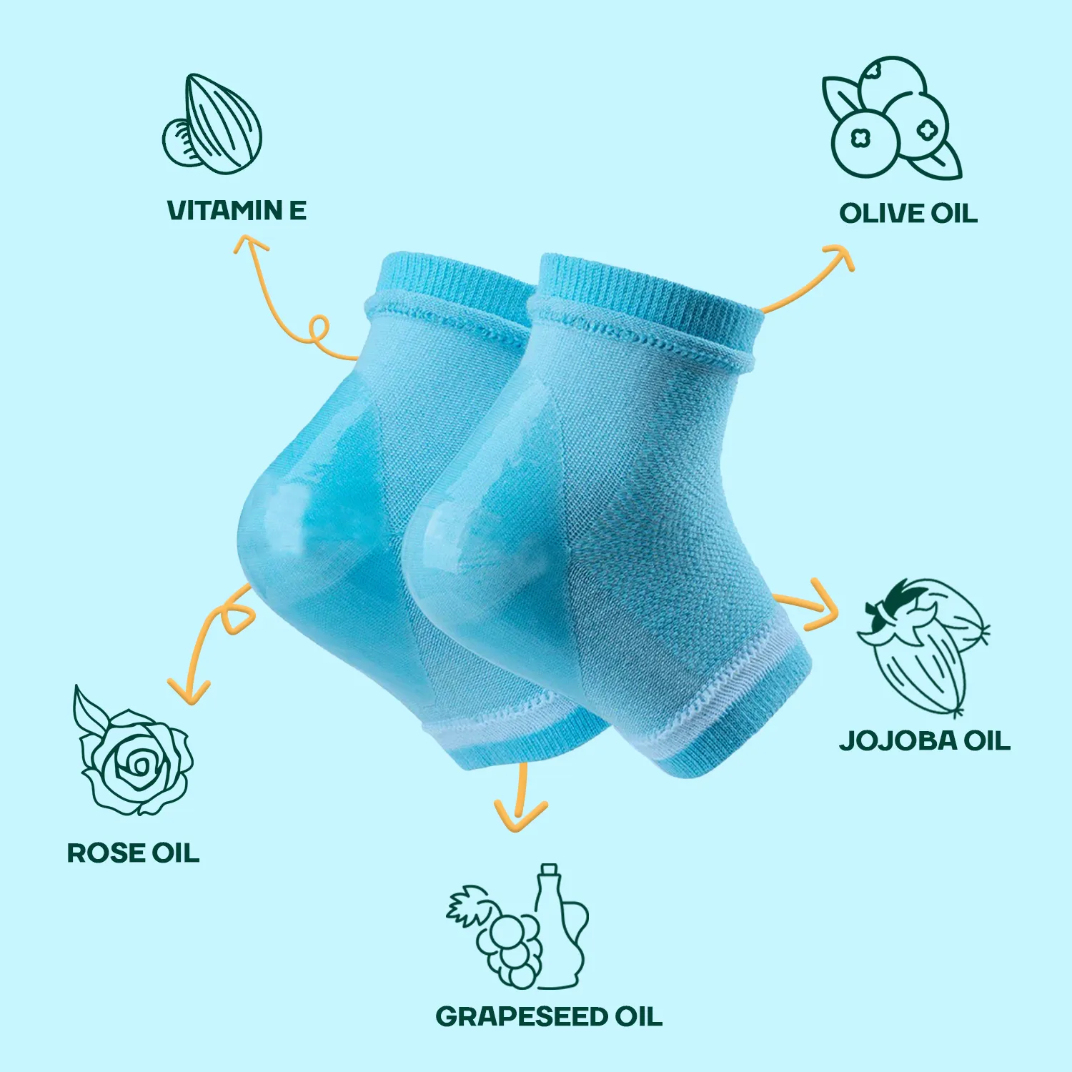 Silicone Gel Heel Socks🧦 for Dry Hard Cracked Heel Repair Pad (Free Size, 1 Pair), Blue🔵