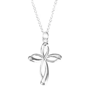 Silver Plated Open Ribbon Cross