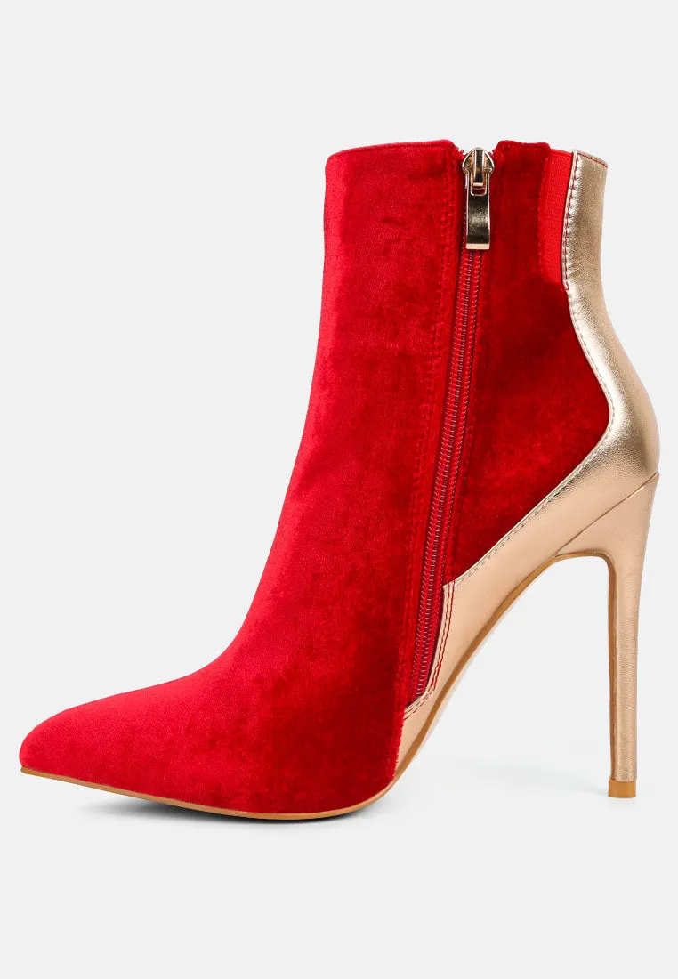 SLADE Metallic Highlight Red High Heeled Ankle Boots