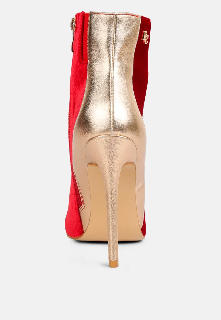 SLADE Metallic Highlight Red High Heeled Ankle Boots