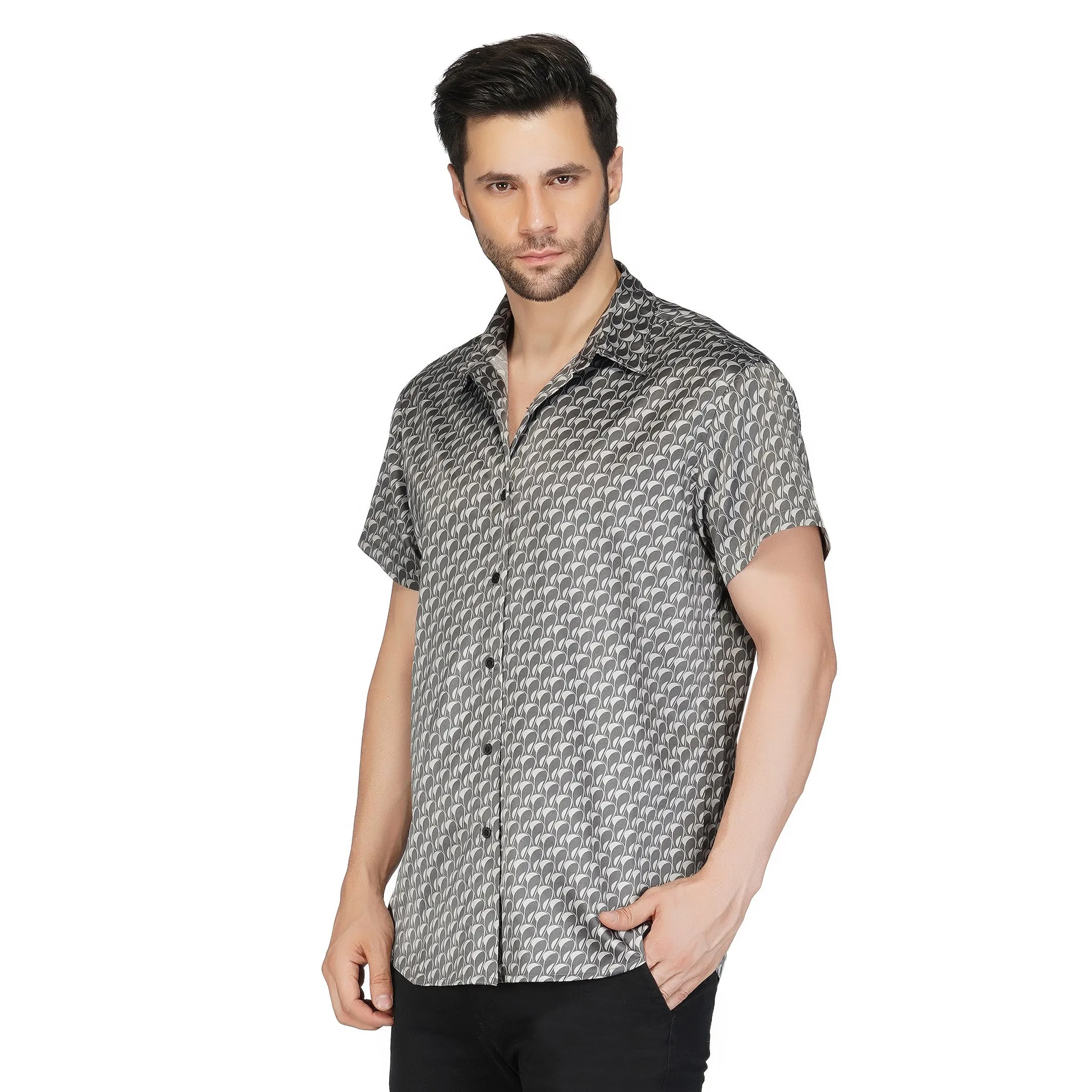 SLAY. Men's Fish Eye Pattern Designer Shirt