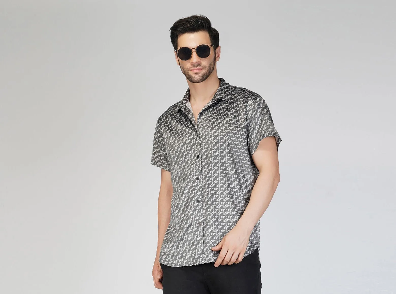 SLAY. Men's Fish Eye Pattern Designer Shirt