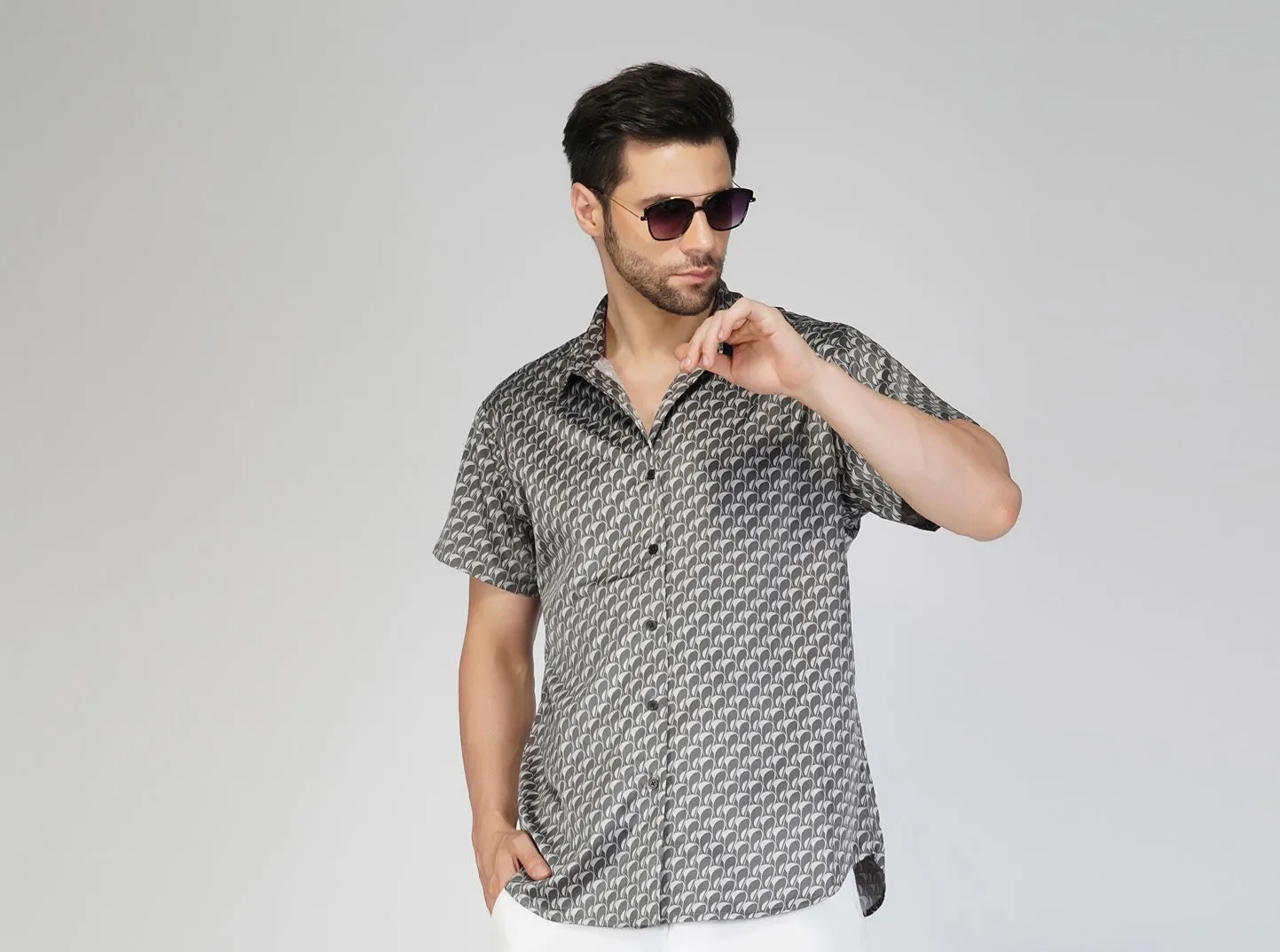 SLAY. Men's Fish Eye Pattern Designer Shirt