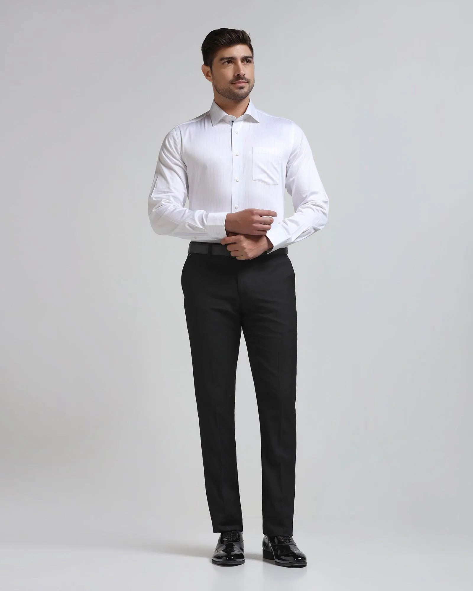 Slim Comfort B-95 Formal Black Solid Trouser - Himalayan