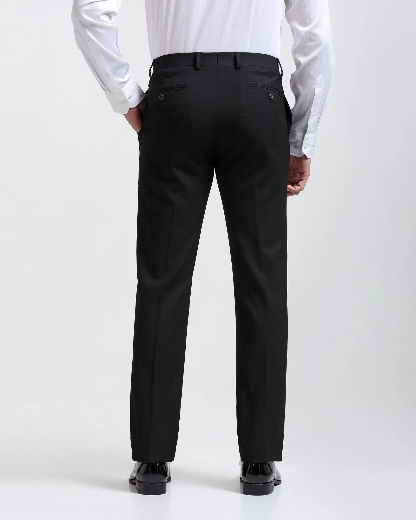 Slim Comfort B-95 Formal Black Solid Trouser - Himalayan