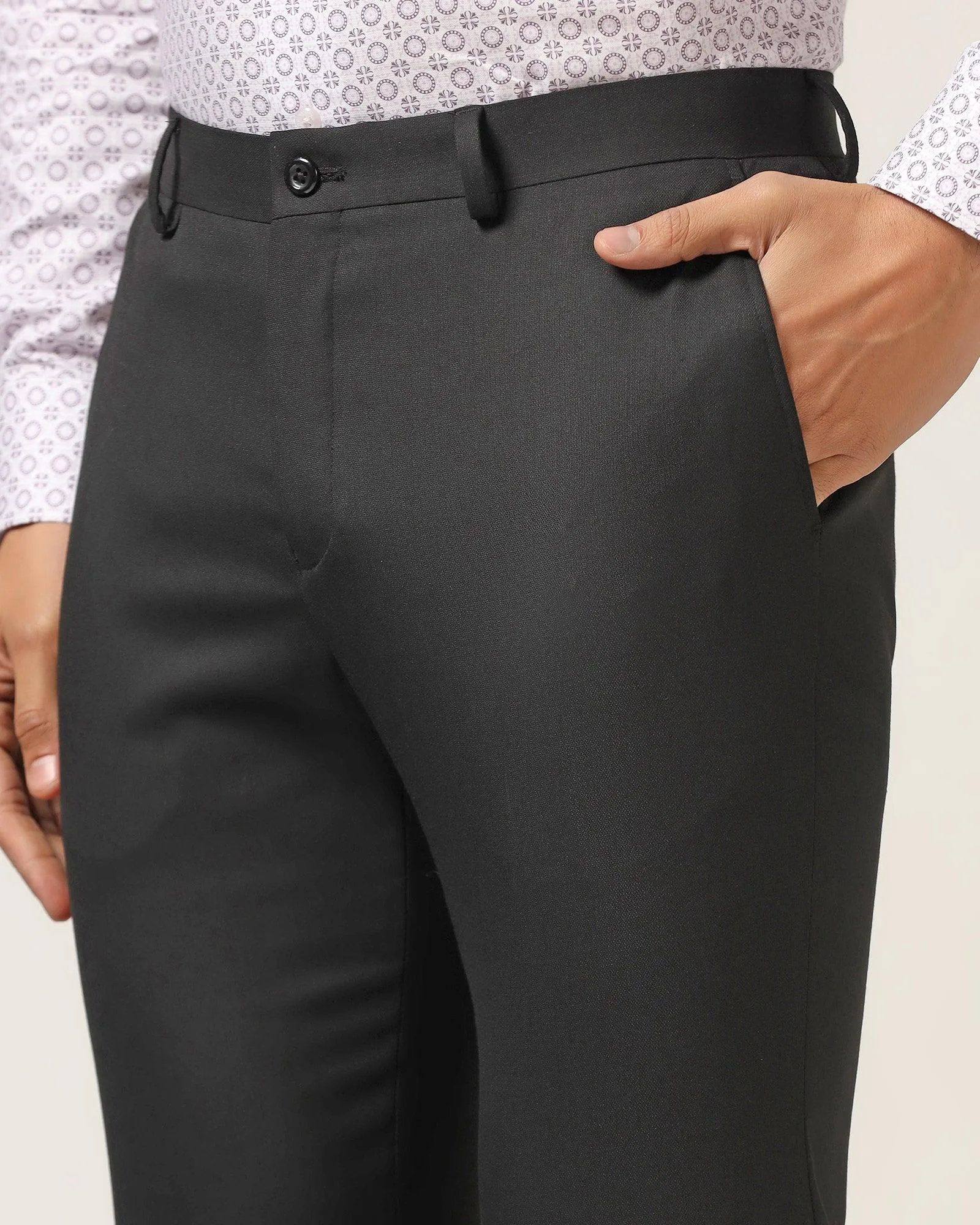 Slim Comfort B-95 Formal Black Textured Trouser - Iron