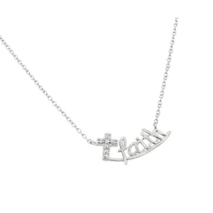 Small Cross Faith Underlined Pendant Necklace